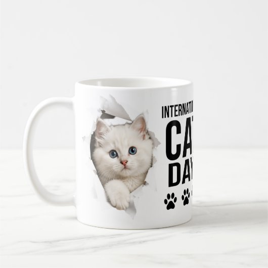 Internationale katten dag viering koffiemok (Links)