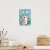 Internationale Kattendag Schattige Whimsicale Katt Poster (Keuken)