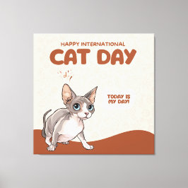 Internationale Kattendag Sphynx Viering Kunst Canvas Afdruk