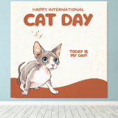 Internationale Kattendag Sphynx Viering Kunst Canvas Afdruk (Insitu (Houten vloer))