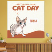 Internationale Kattendag Sphynx Viering Kunst Canvas Afdruk (Insitu (Woonkamer))