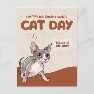 Internationale Kattendag Sphynx Viering Kunst Feestdagenkaart