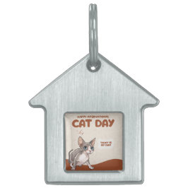 Internationale Kattendag Sphynx Viering Kunst Huisdieren Naamplaatje