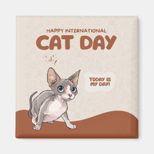 Internationale Kattendag Sphynx Viering Kunst Magneet