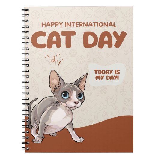 Internationale Kattendag Sphynx Viering Kunst Notitieboek (Voorkant)