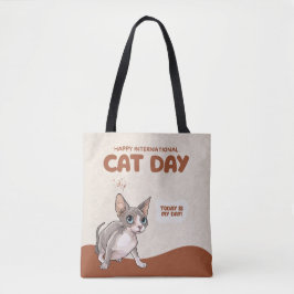 Internationale Kattendag Sphynx Viering Kunst Tote Bag