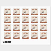 Internationale Kattendag Sphynx Viering Kunst Vierkante Sticker (Vel)