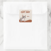 Internationale Kattendag Sphynx Viering Kunst Vierkante Sticker (Tas)