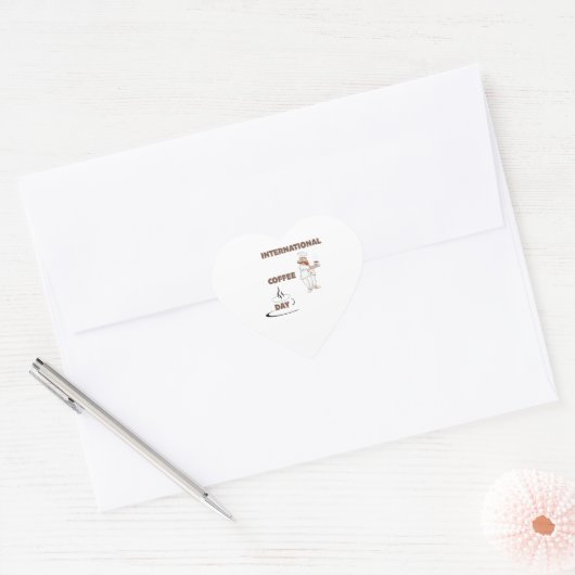 internationale koffiedag hart sticker (Envelop)