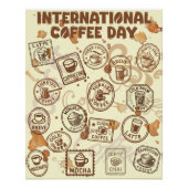 Internationale koffiedag stempel perfect poster (Voorkant)