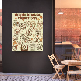 Internationale koffiedag stempel perfect poster