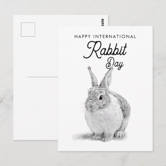 Internationale Konijnendag potloodtekening Briefkaart (Voorkant / Achterkant)