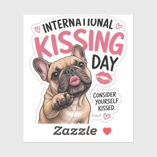 Internationale Kusdag Franse Bulldog Sticker (Vel)