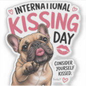 Internationale Kusdag Franse Bulldog Sticker (Voorkant)