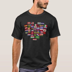 Internationale land vlaggen reizen hart wereld t-shirt