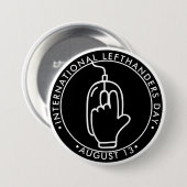 Internationale Lefthanders Dag, lefthangmuis Bu Ronde Button 7,6 Cm (Voorkant /achterkant)