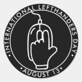 Internationale Lefthanders Dag, lefthangmuis Ronde Sticker (Voorkant)