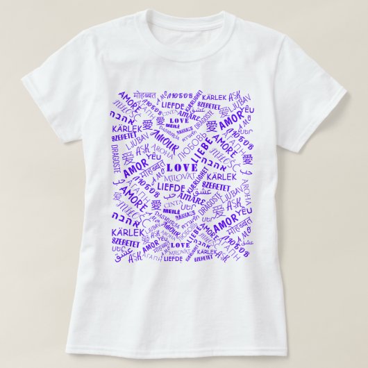 Internationale liefde tekst T-shirt (Design voorkant)