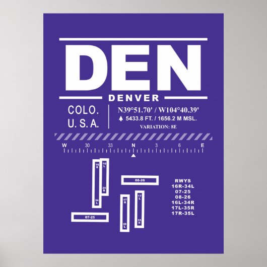 Internationale luchthaven Denver DEN Poster (Voorkant)