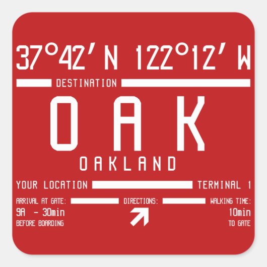 Internationale luchthaven Oakland California IATA- Vierkante Sticker (Voorkant)