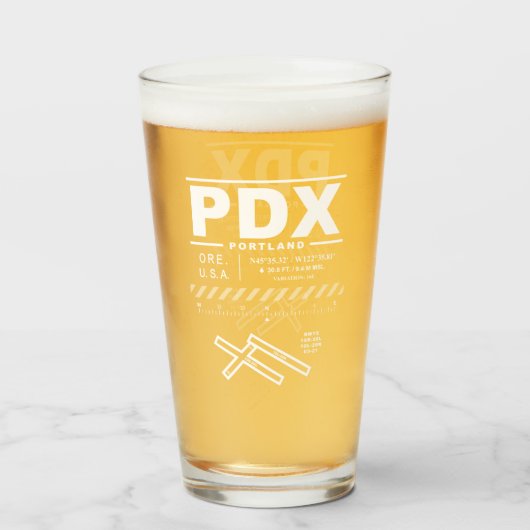 Internationale Luchthaven Portland PDX Glas (Achterkant gevuld)