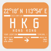 Internationale Luchthavencode Hongkong Vierkante Sticker (Voorkant)