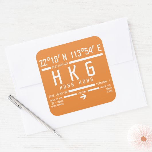 Internationale Luchthavencode Hongkong Vierkante Sticker (Envelop)