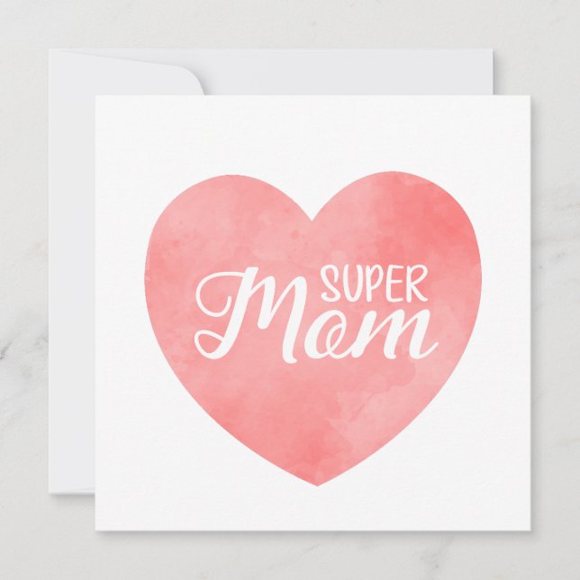 Internationale moederdag, roze hart super mam (Voorkant)