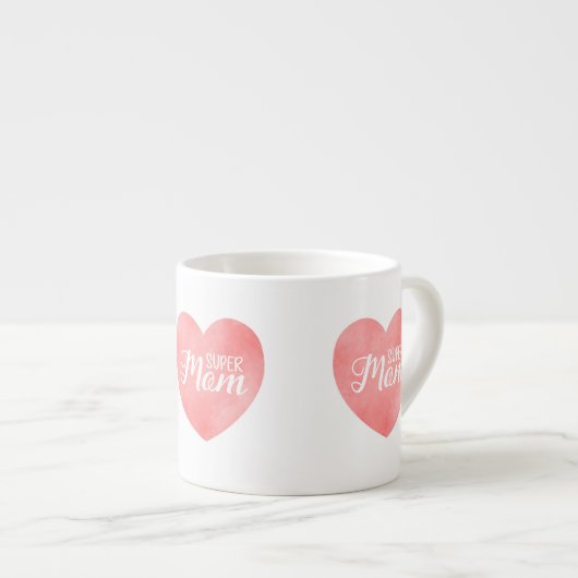 Internationale moederdag, roze hart super mam espresso kop (Voorkant rechts)