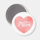 Internationale moederdag, roze hart super mam magneet (Voorkant / Achterkant)