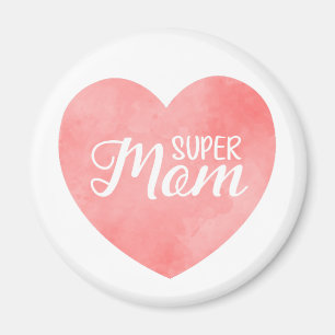 Internationale moederdag, roze hart super mam magneet