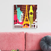 Internationale monumenten canvas afdruk (Insitu (Woonkamer))