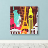 Internationale monumenten canvas afdruk (Insitu (Houten vloer))