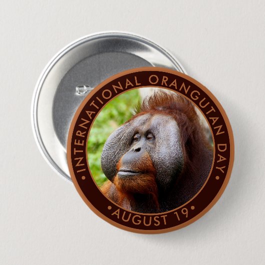 Internationale Orangutan Dag Ronde Button 7,6 Cm (Voorkant /achterkant)