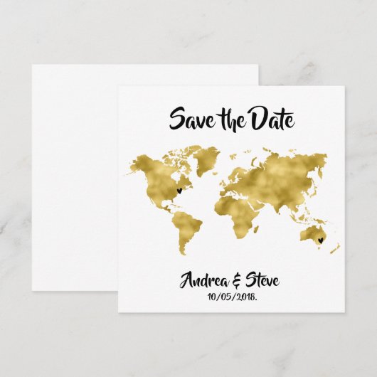 Internationale Paren Wereldkaart verwijderbare har Save The Date (Voorkant / Achterkant)