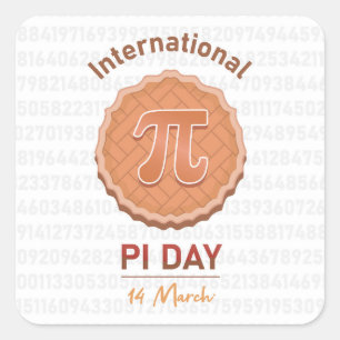 internationale pi-dag vierkante sticker