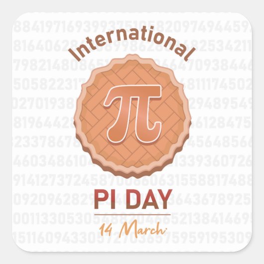 internationale pi-dag vierkante sticker (Voorkant)