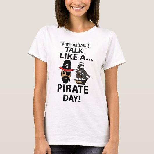 internationale praat als een piratendag t-shirt (Voorkant)