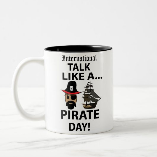 internationale praat als een piratendag tweekleurige koffiemok (Links)