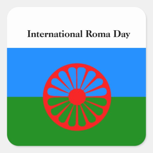 Internationale Roma-dag vlaggen Vierkante Sticker (Voorkant)
