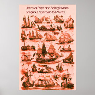 INTERNATIONALE SCHEPEN MET HISTORISCHE ZEEVAARTUIG POSTER