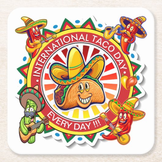 internationale taco-dag-servetten kartonnen onderzetters (Voorkant)