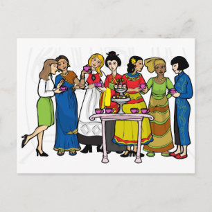 Internationale theepartij briefkaart