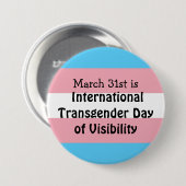 Internationale transgenderdag van zichtbaarheid ronde button 7,6 cm (Voorkant /achterkant)