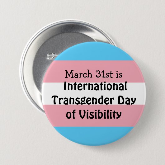 Internationale transgenderdag van zichtbaarheid ronde button 7,6 cm (Voorkant /achterkant)
