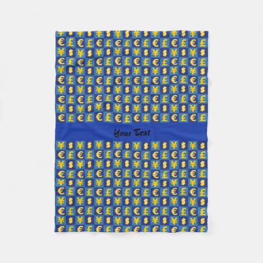 Internationale valutasymbolen patroon fleece deken (Voorkant)