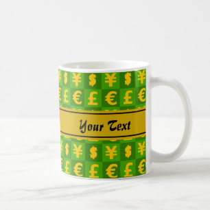 Internationale valutasymbolen patroon koffiemok