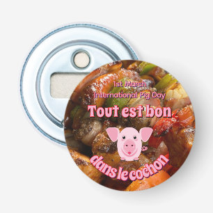 Internationale Varkensdag Button Flesopener