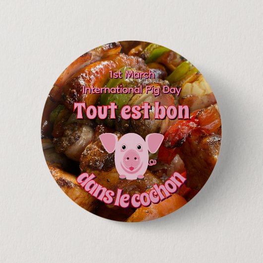 Internationale Varkensdag Ronde Button 5,7 Cm (Voorkant)
