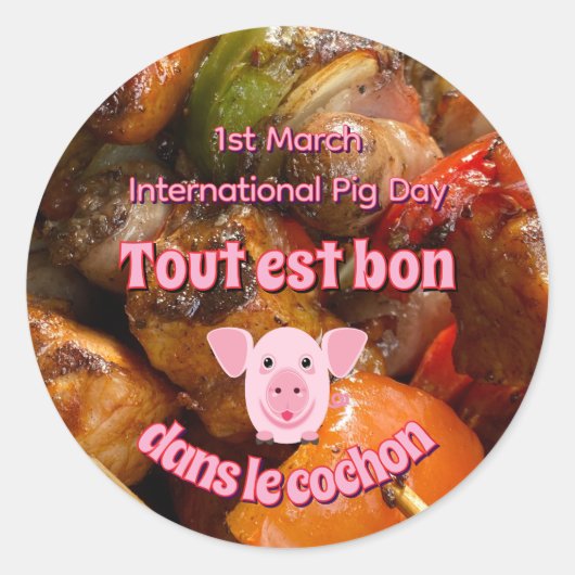 Internationale Varkensdag Ronde Sticker (Voorkant)
